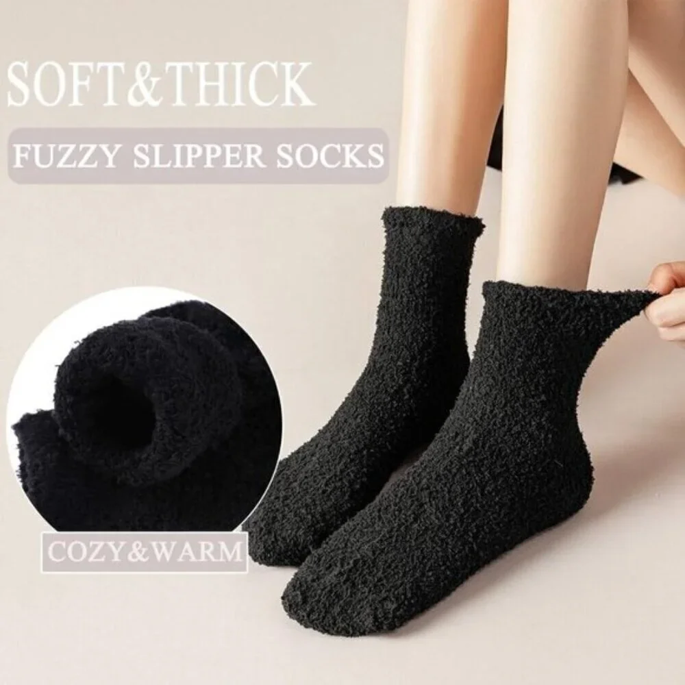 Ginmewrae Womens Fuzzy Slipper Socks Cozy Fluffy 6-Pack US 5-10